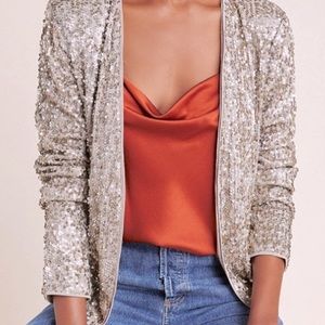 Anthropologie Gold Sequin Blazer | NWT